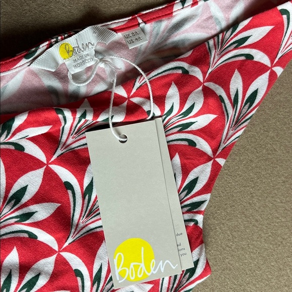 Boden NWT Effie Red Palm Print Faux Wrap Ruched Jersey Knit Dress - US 4 R - Picture 6 of 13